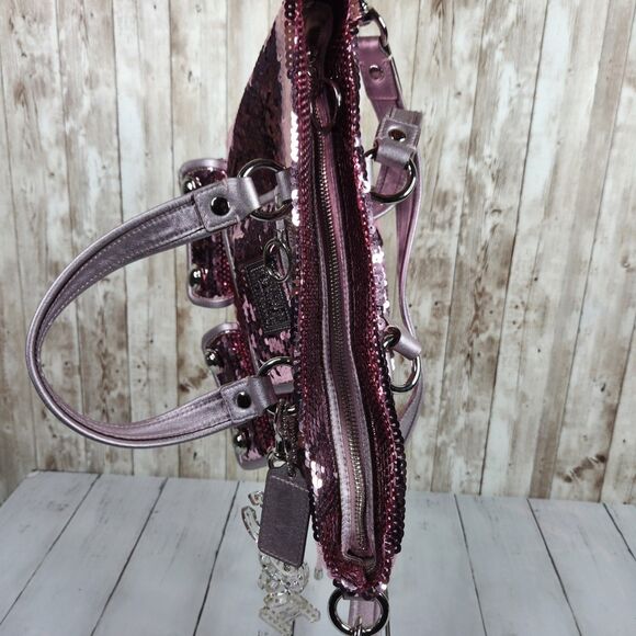 COACH 13821 Poppy Sequin Spotlight Pink Shoulder Bag Tote Special Edition Purse - Picture 16 of 16